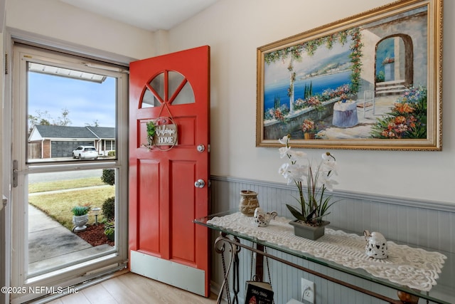 foyer featuring light hardwood / wood-style floors