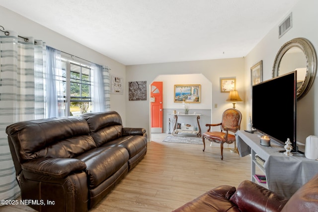 living room with light hardwood / wood-style floors