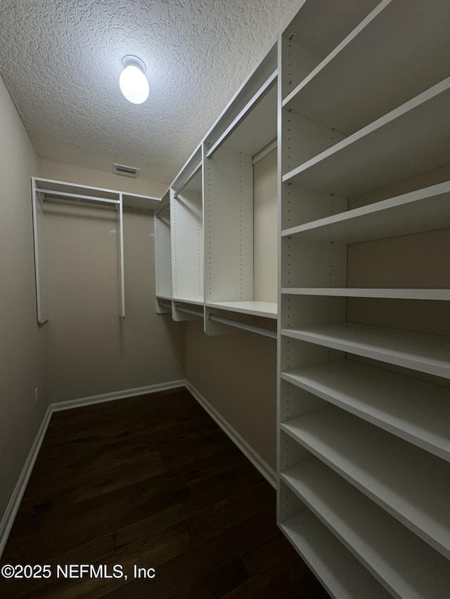 walk in closet featuring dark hardwood / wood-style flooring