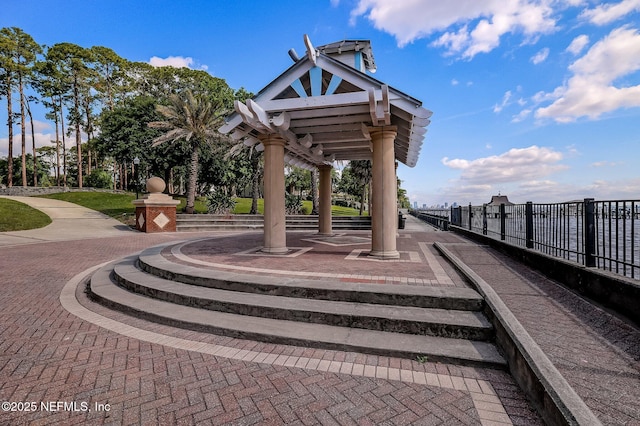 view of community with a pergola