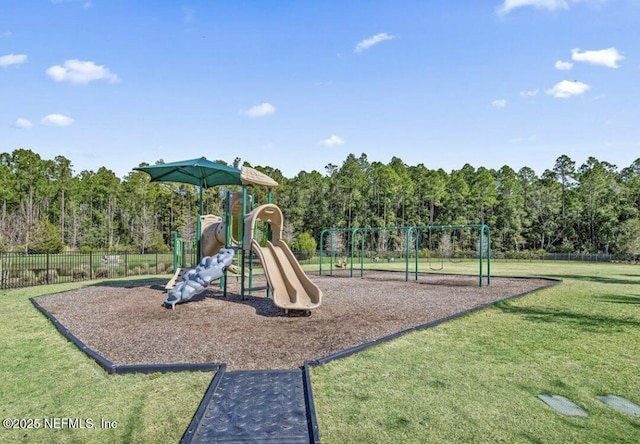 view of play area with a lawn