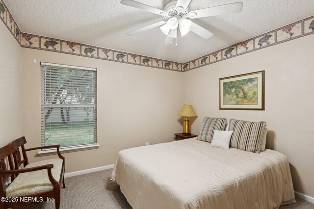 1336 River City St, Saint Augustine, FL 32092 - carpeted bedroom with a ceiling fan, baseboards, and a textured ceiling