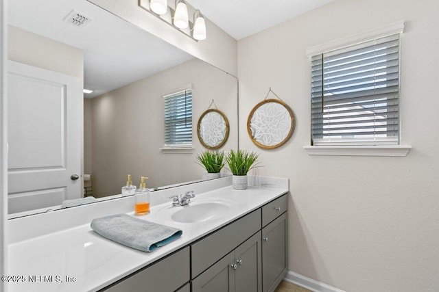 bathroom featuring plenty of natural light and vanity