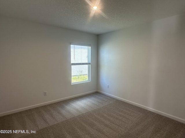 spare room with baseboards, carpet, and a textured ceiling