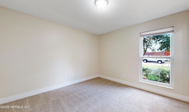 carpeted spare room featuring a wealth of natural light and a textured ceiling