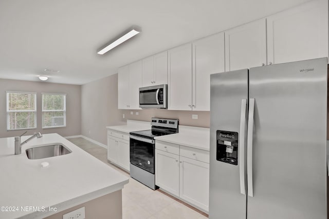 kitchen featuring white cabinetry, sink, and stainless steel appliances