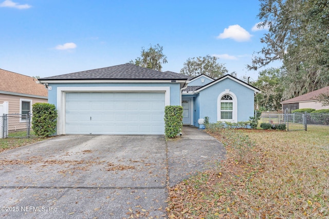 ranch-style home with a garage