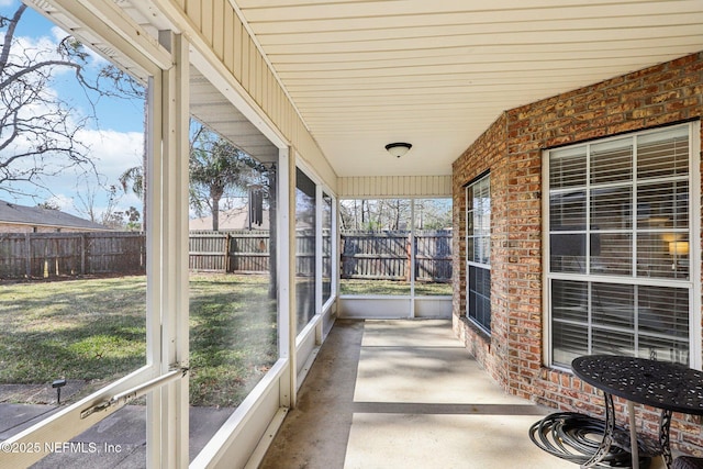 view of unfurnished sunroom