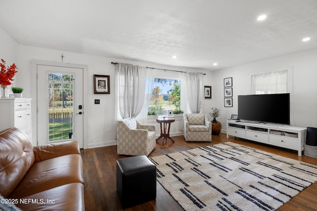 living room featuring hardwood / wood-style flooring and plenty of natural light