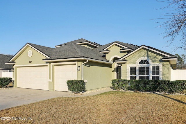 view of front of house featuring a garage and a front yard