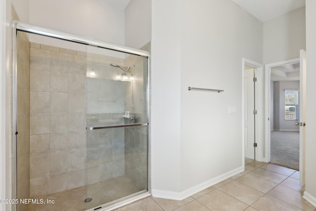 4468 Song Sparrow Dr, Middleburg, FL 32068 - bathroom with tile patterned floors and an enclosed shower