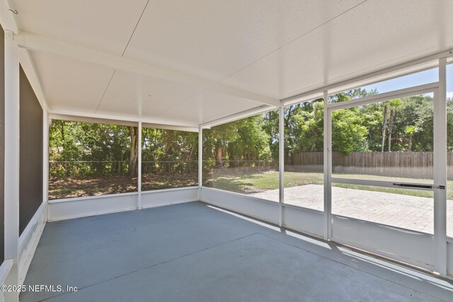 view of unfurnished sunroom