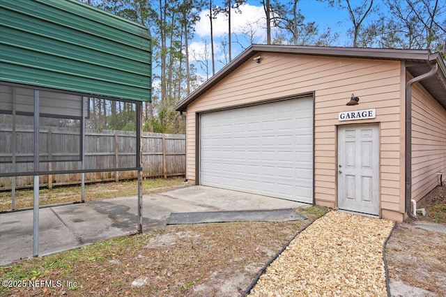 view of garage