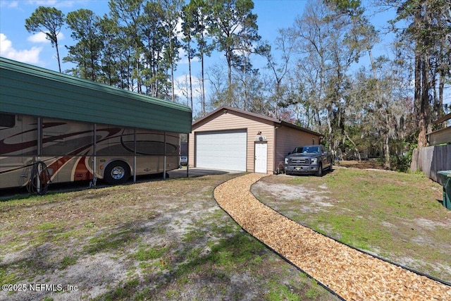 view of detached garage