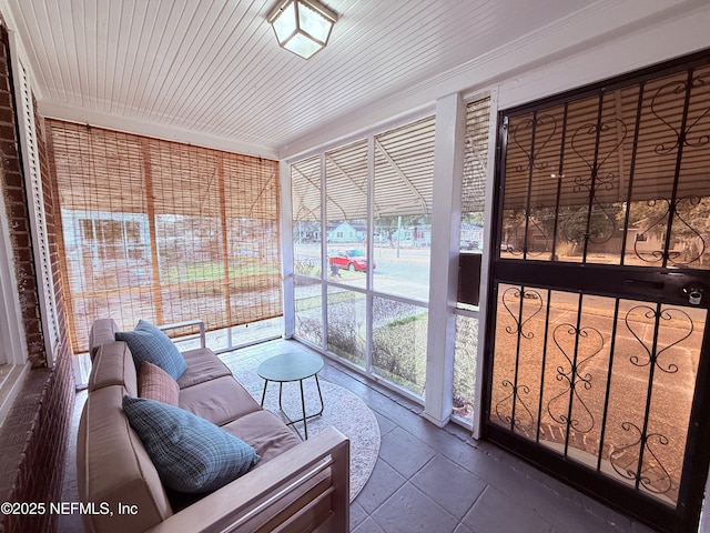 sunroom / solarium with wood ceiling