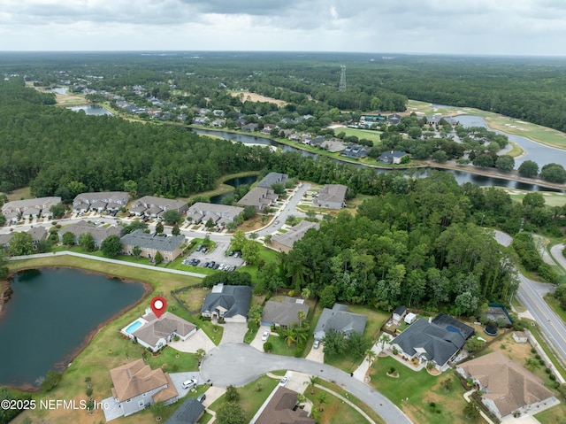 bird's eye view featuring a water view