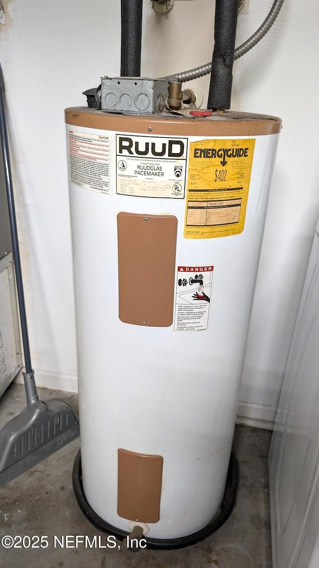 utility room featuring water heater