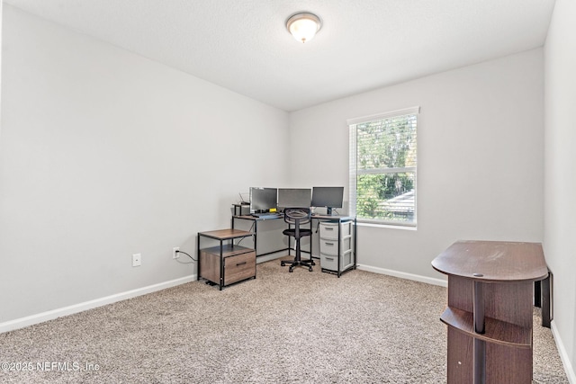 view of carpeted home office