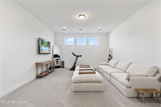 living room featuring carpet