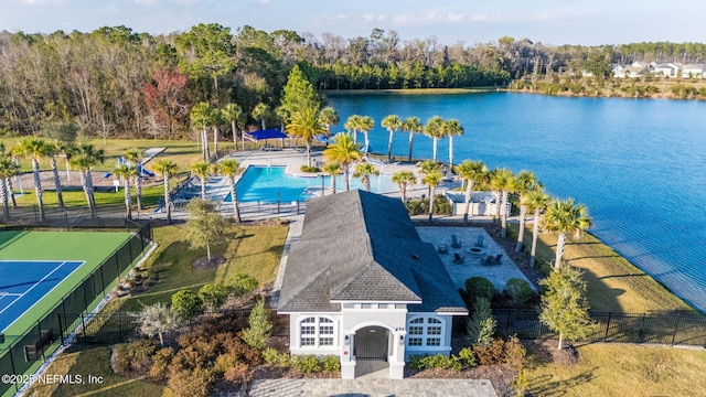 bird's eye view featuring a water view