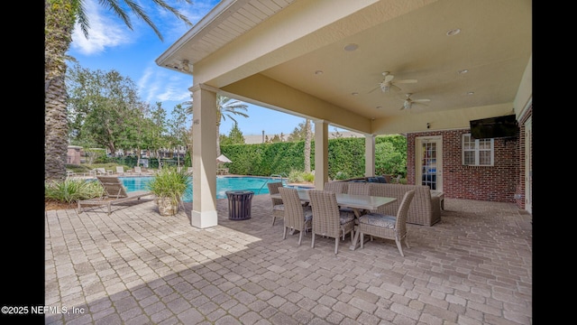 view of patio with ceiling fan