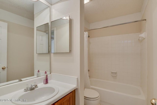 1706 Wood Hill Pl Unit 1706, Jacksonville, FL 32256 - bathroom featuring vanity, shower / tub combo, a textured ceiling, and toilet