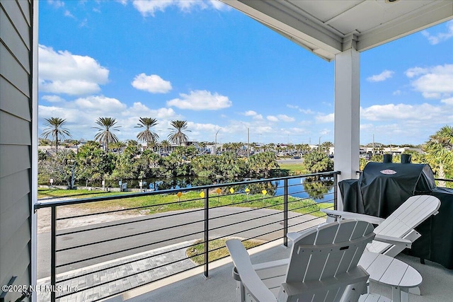 balcony with a water view