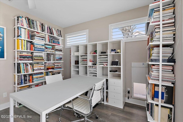 office space featuring dark wood finished floors