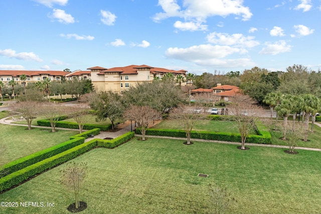 view of property's community featuring a yard and a residential view