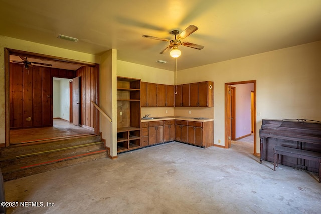 kitchen with sink and ceiling fan