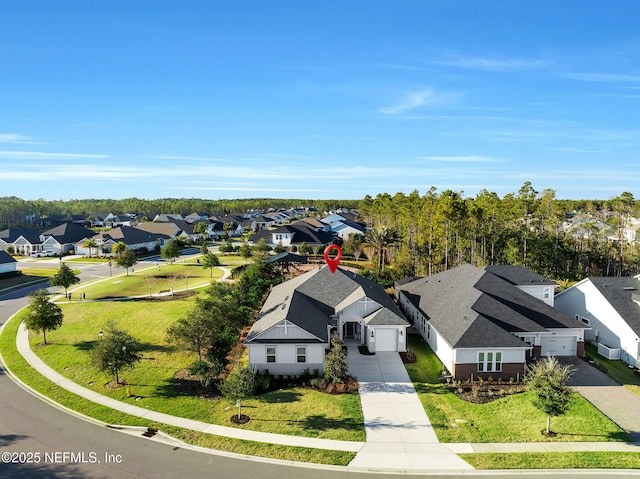 aerial view with a residential view