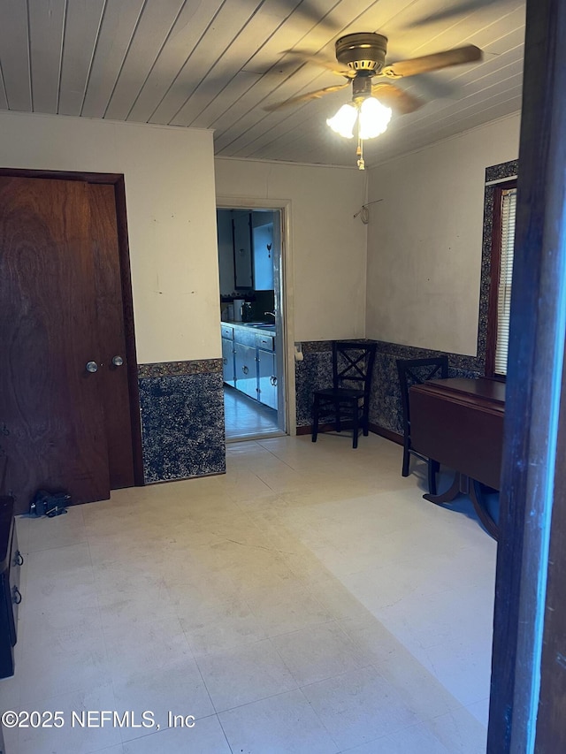 hallway featuring wooden ceiling