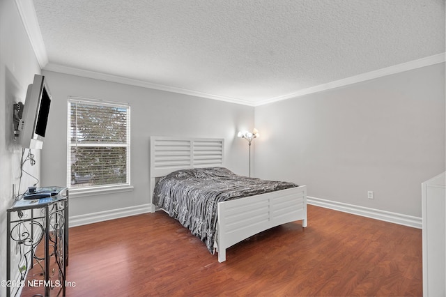 1387 Dunns Lake Dr, Jacksonville, FL 32218 - bedroom with dark hardwood / wood-style flooring, ornamental molding, and a textured ceiling