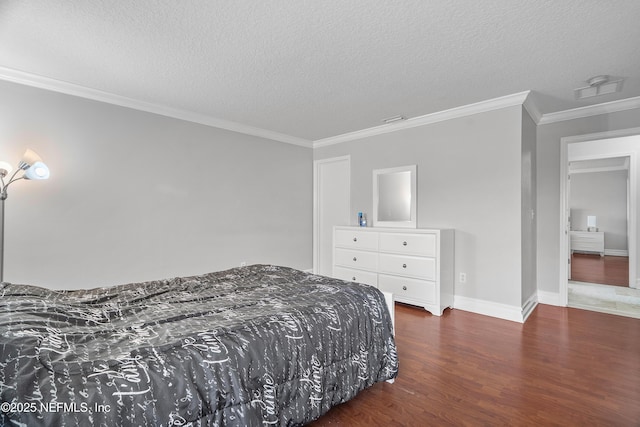 1387 Dunns Lake Dr, Jacksonville, FL 32218 - bedroom featuring ornamental molding, dark hardwood / wood-style floors, and a textured ceiling