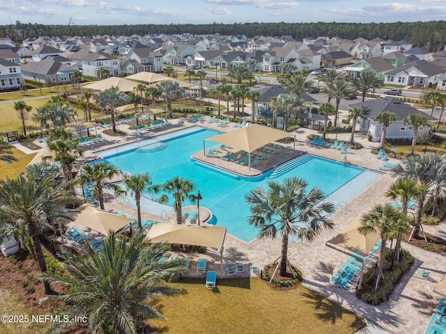 view of pool with a residential view