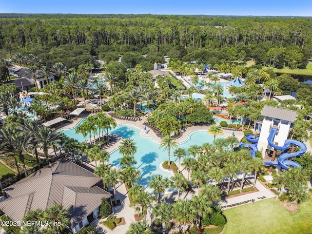 bird's eye view with a forest view