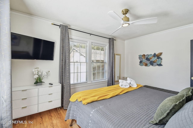 758 Acosta St, Jacksonville, FL 32204 - bedroom featuring crown molding, wood-type flooring, and ceiling fan