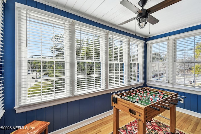 758 Acosta St, Jacksonville, FL 32204 - rec room featuring hardwood / wood-style floors, a wealth of natural light, and ceiling fan
