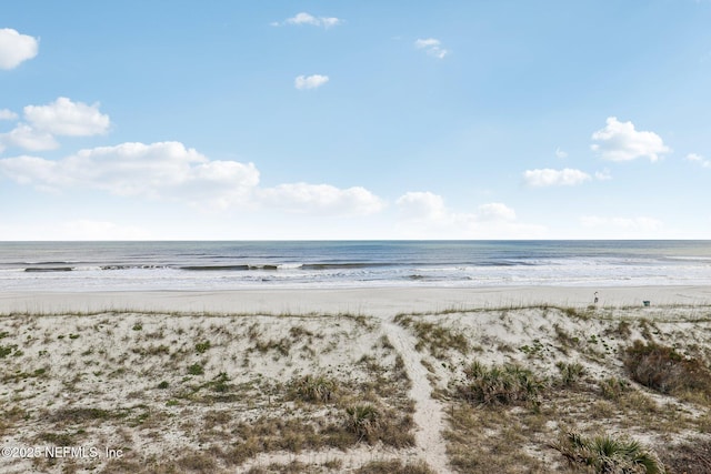 property view of water featuring a view of the beach