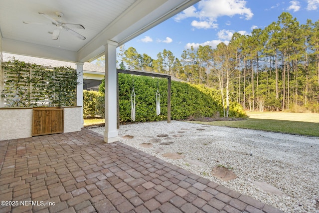 view of patio with a ceiling fan