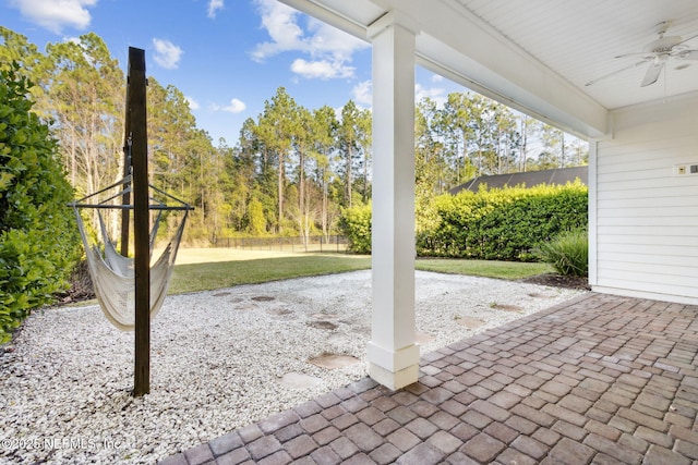 view of patio / terrace featuring a ceiling fan