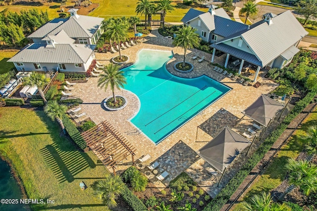 community pool with a patio