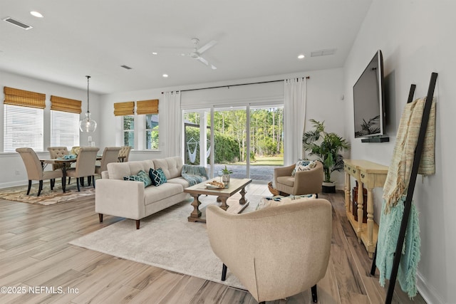 21 Mollusk Rd, Saint Johns, FL 32259 - living room featuring light wood-style floors, a wealth of natural light, recessed lighting, and visible vents