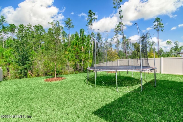 view of yard with a trampoline