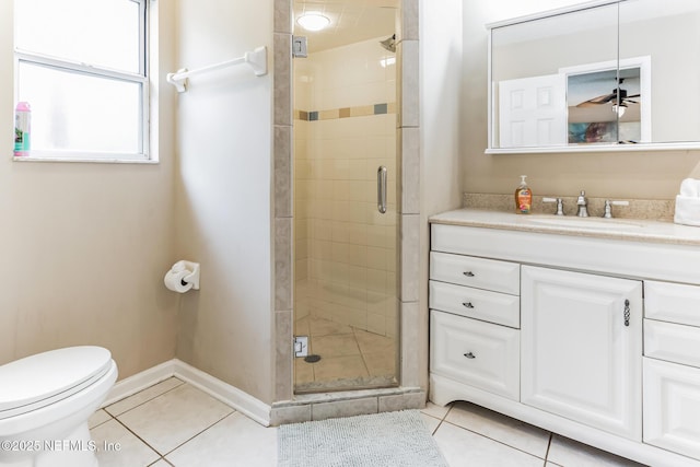 1045 17th St N, Jacksonville Beach, FL 32250 - full bath featuring a stall shower, vanity, toilet, and tile patterned floors