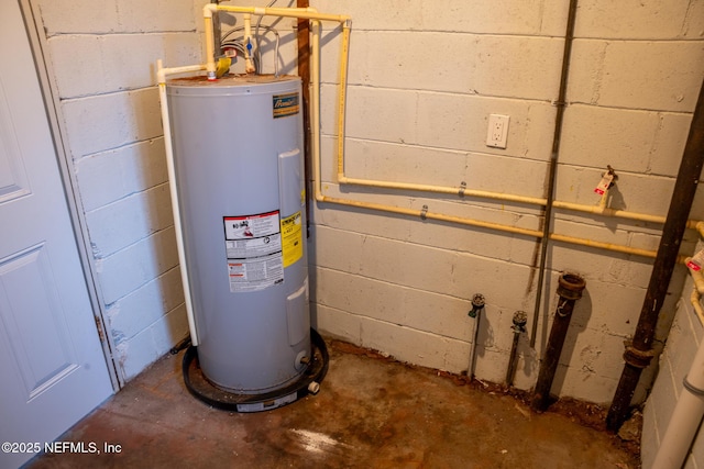 utility room with water heater