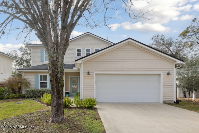 view of front of house with a garage