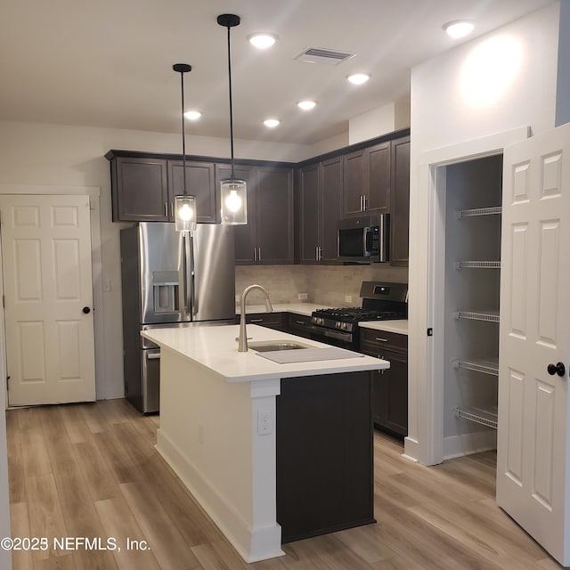 11107 Quasar Ct, Jacksonville, FL 32256 - kitchen with appliances with stainless steel finishes, a sink, visible vents, and light wood-style floors