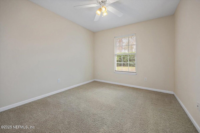 empty room featuring ceiling fan and carpet flooring