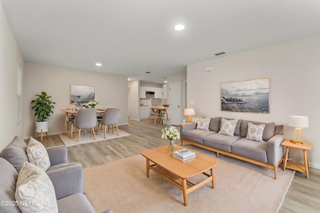 living room featuring light wood-type flooring